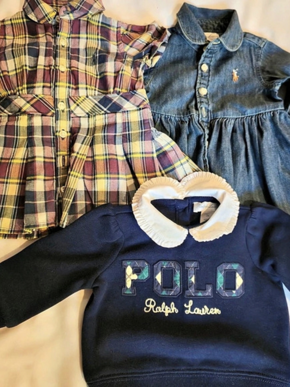 Ralph Lauren Baby 3M 3-Piece Dress & Sweatshirt Set